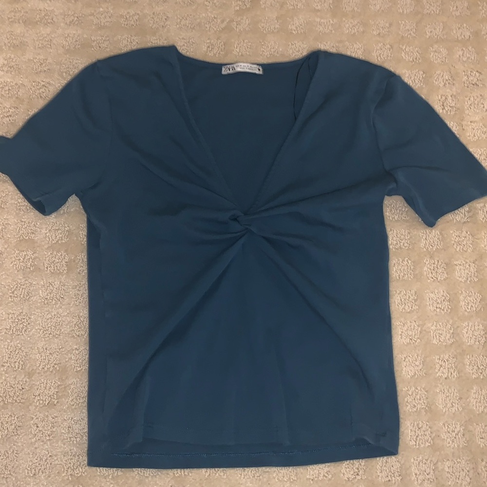 Zara V Neck Scrunch Top Size M